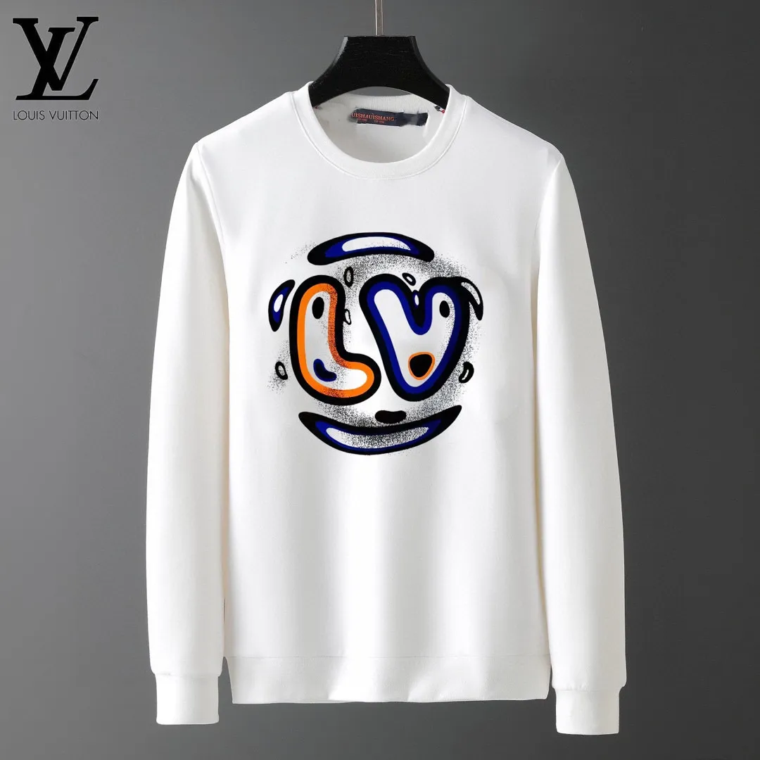 🅿️220 brand [LV Louis Vuitton] (good news for fat people) 2025ss autumn latest long-sleeved round-neck sweatshirt, on sale simultaneously on the official website. Refreshing and breathable. Made of top Tencel Roman. Comfortable and soft. 3D three-dimensional clarity. Super fashion sense. Great for gifting and keeping for yourself. Size: M-5XL (can wear up to 220 pounds)